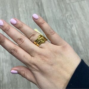 18K Gold Plated Interlocking Ring: Sterling Silver Stackable Band Etsy Size 9
